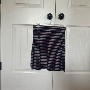 Talbots Petite Dark Blue and Red Striped A-Line Skirt